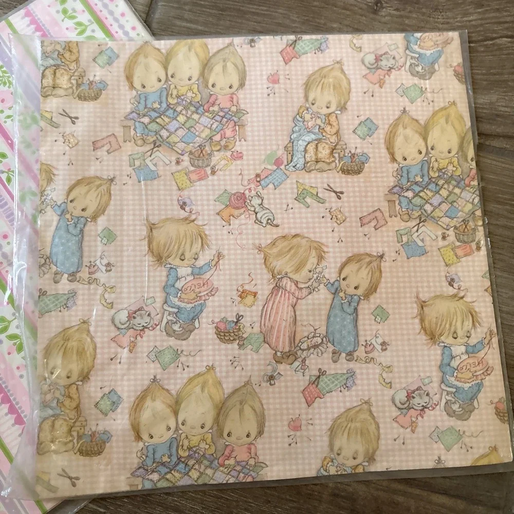 Vintage Hallmark Betsey Clark Children Buzza Wrapping Paper 2 Sheets USA Made